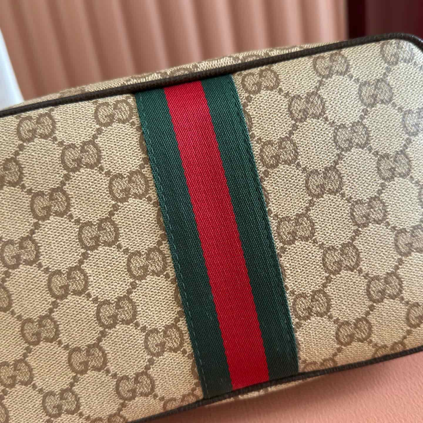 Gucci GG mini bag with Web Sand and dark brown GG coated canvas 876391 High
