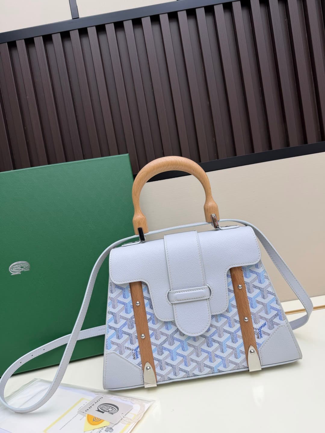 Saïgon PM Bag Goyardine Canvas & Clamecy Cowhide Light Blue High