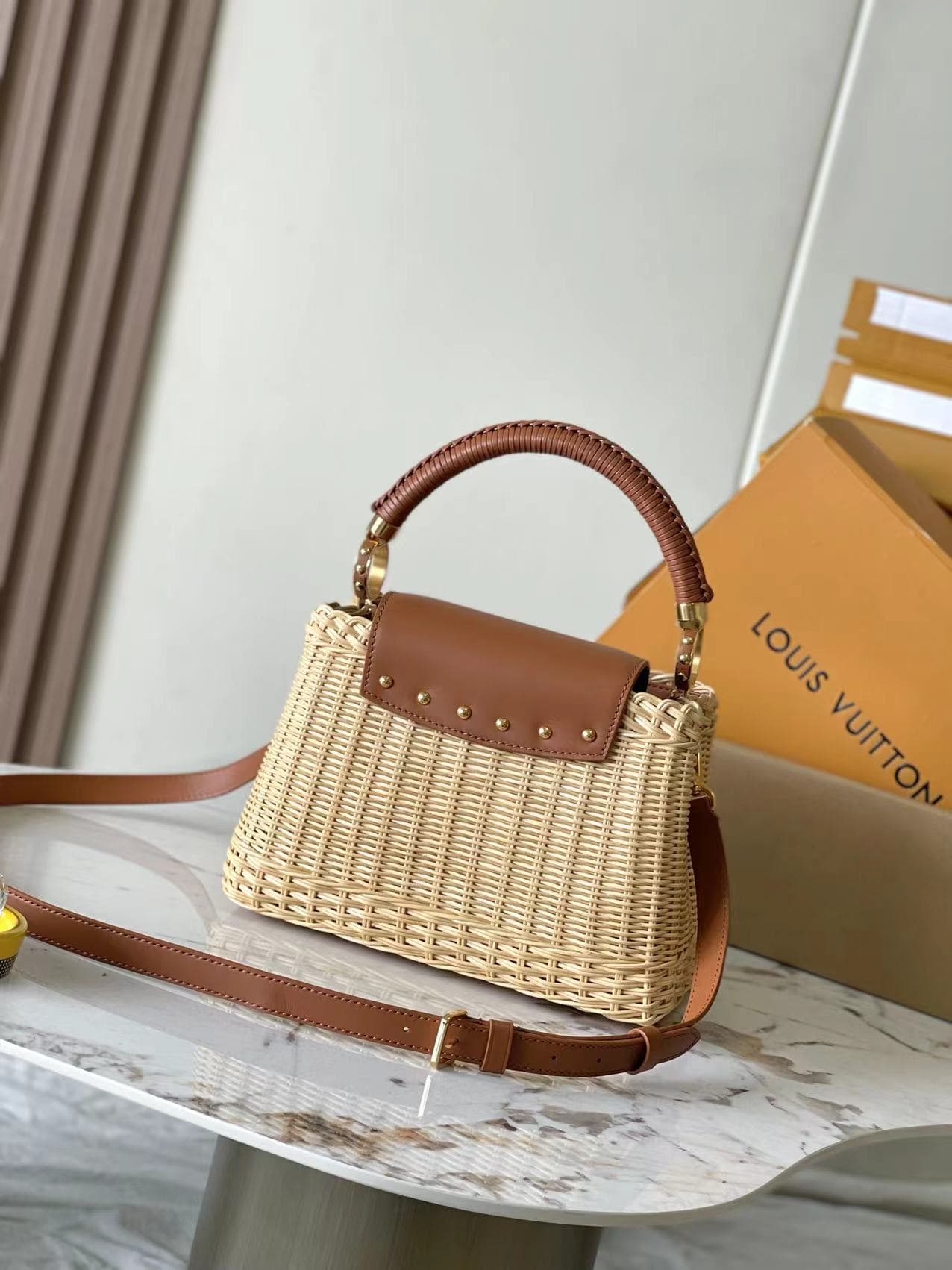 Louis Vuitton Capucines BB Cowhide and rattan M22173 Tan Top