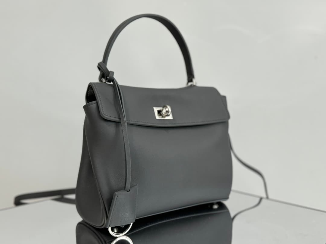 Balenciaga Rodeo Mini Bag in Grey Leather With Silver-Tone Metal TOP
