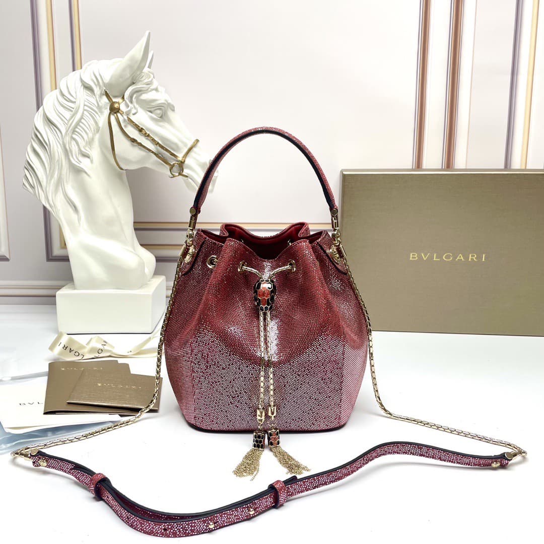 BVLGARI Serpenti Forever bucket bag in red B287614 High