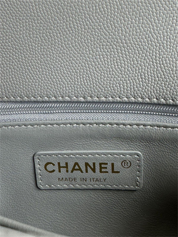 SMALL FLAP BAG WITH TOP HANDLE Grained Calfskin Grey-binding Gold Metal High