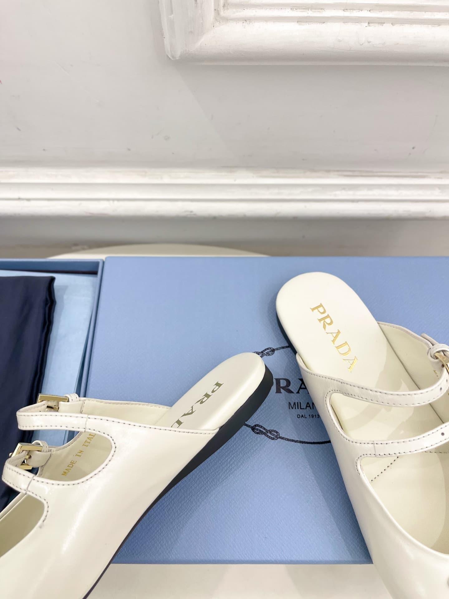 Prada Leopard-Print Pony Hair Dual Mary Jane Ballerina Mules Women