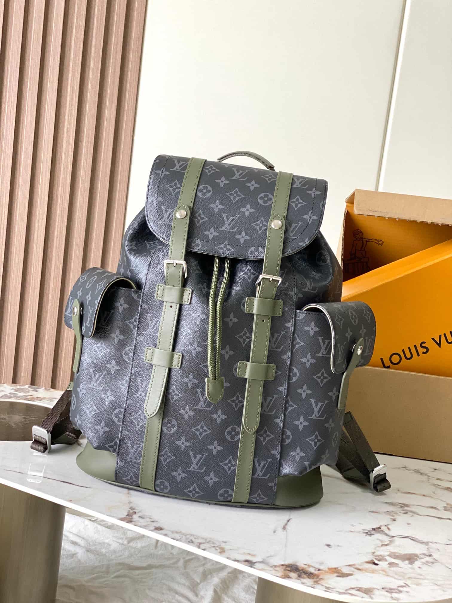 Louis Vuitton Christopher MM Khaki Green Monogram Eclipse coated canvas M28633 TOP