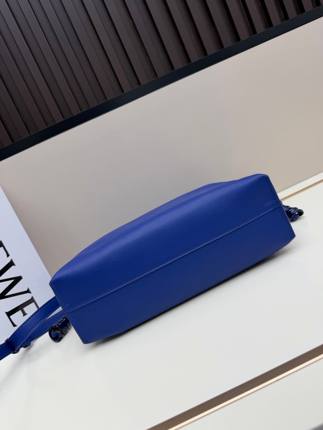 Loewe Medium Flamenco Ruched Clutch Bag in Blue Leather High
