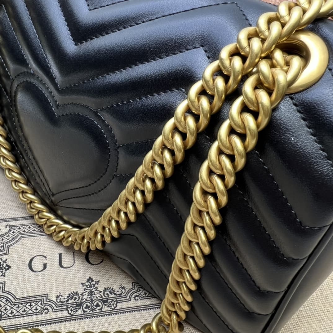 GG Marmont small matelassé shoulder bag 443497 black High