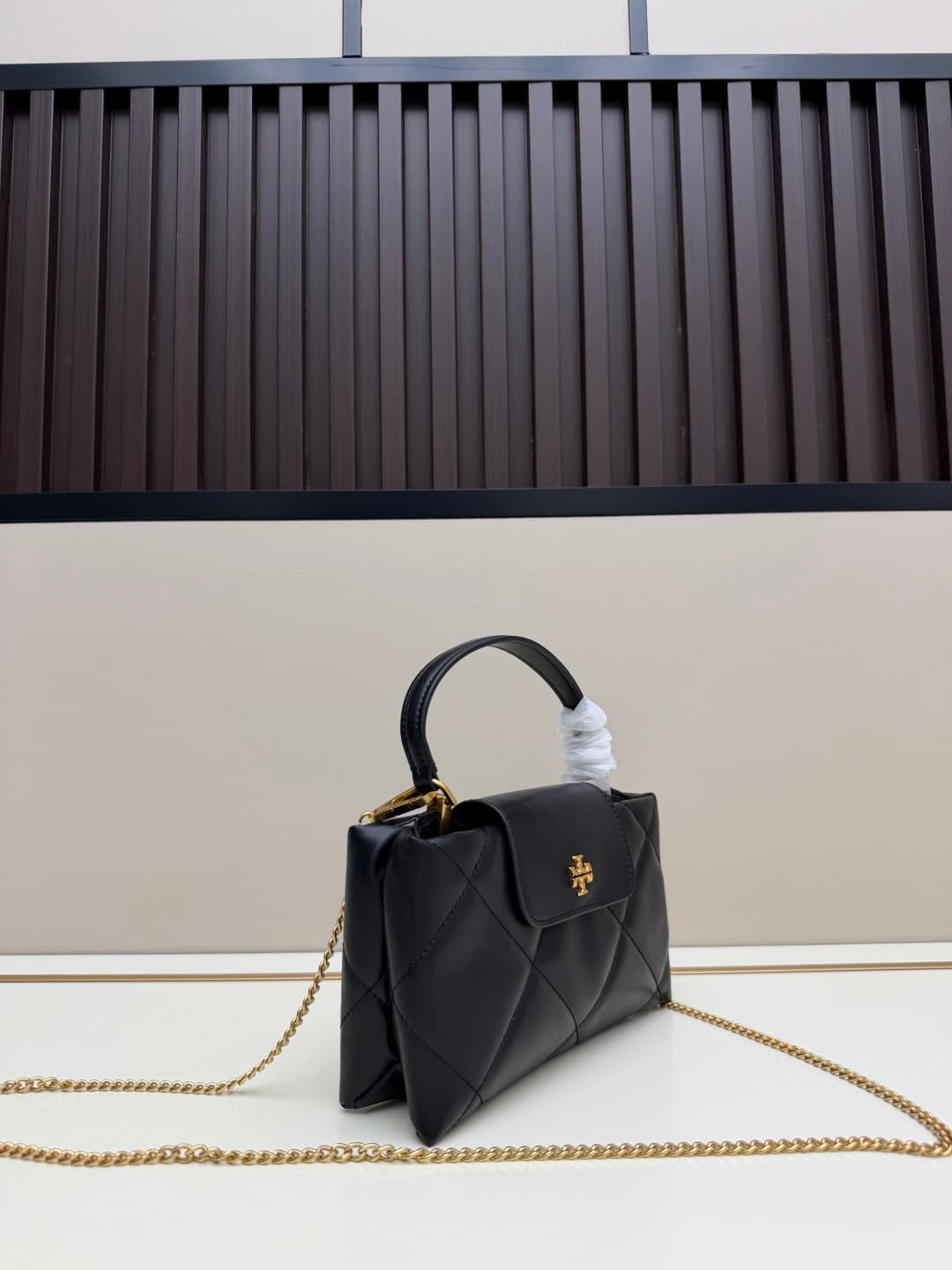 Tory Burch KIRA DIAMOND QUILT TOP-HANDLE BAG Black High