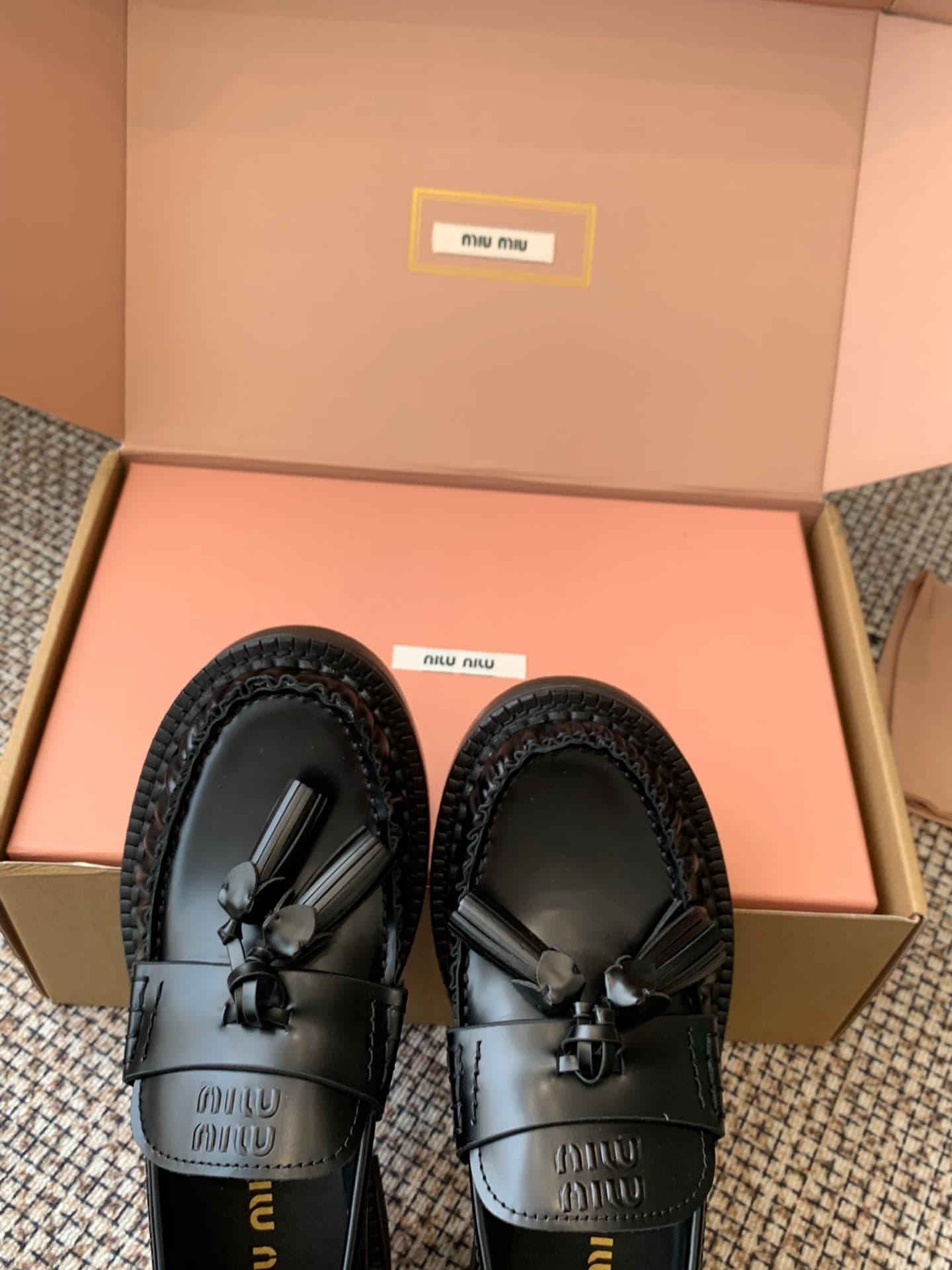 Miu Miu Tassel Loafers In Polished Leather Women