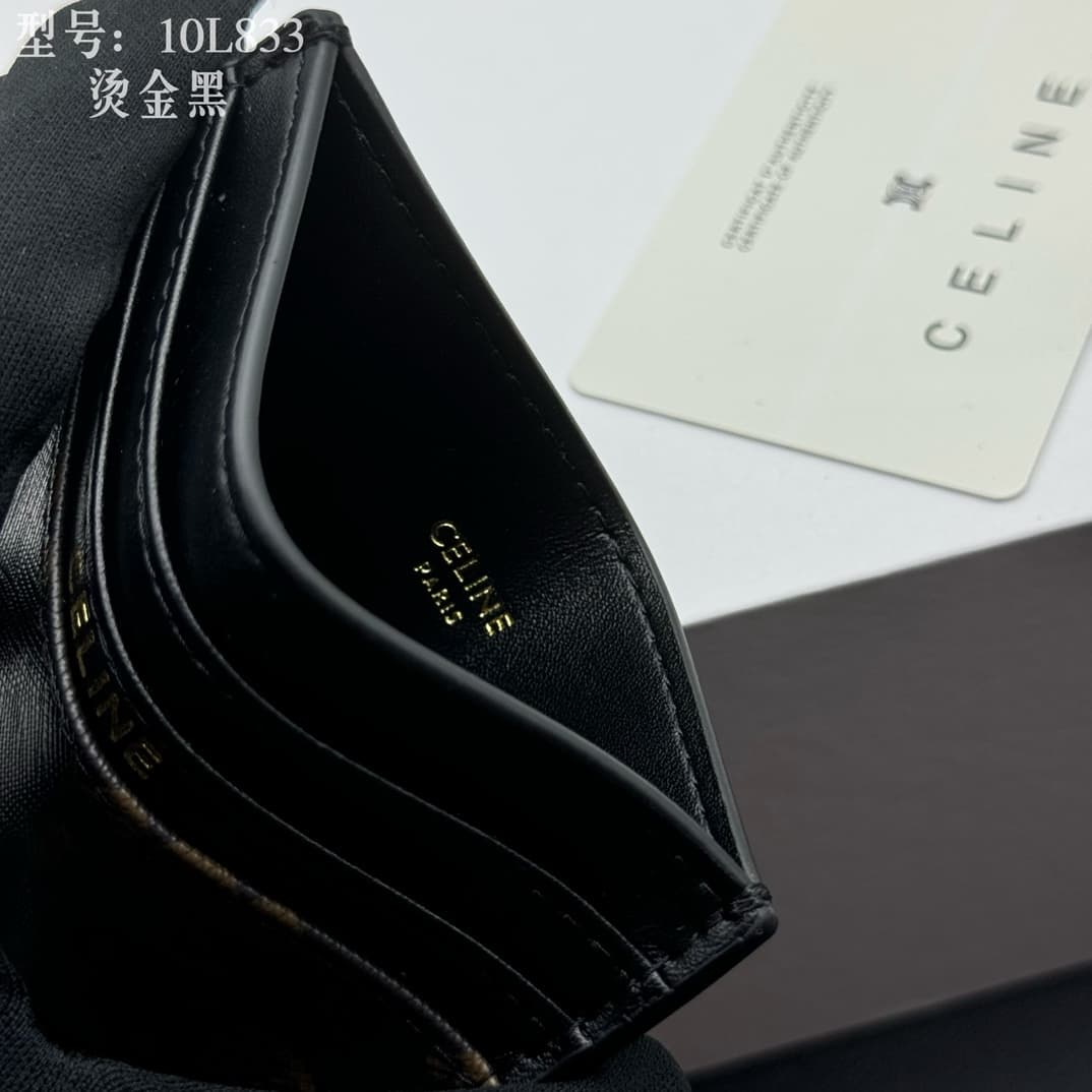 Celine Triomphe Canvas and Calfskin card holder High