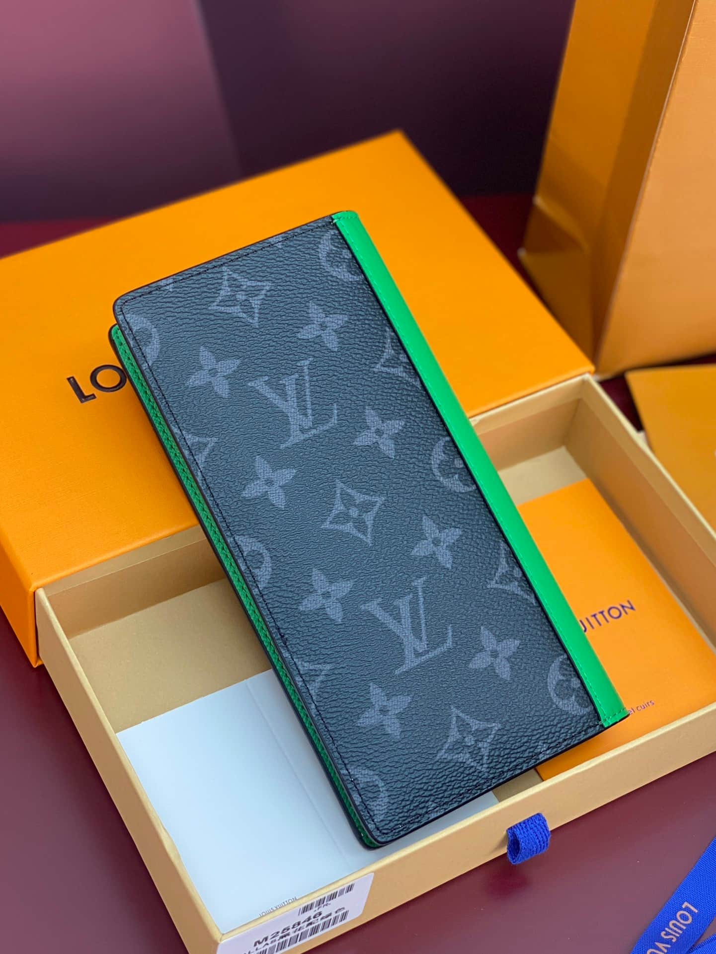 Louis Vuitton Brazza Wallet Monogram Eclipse coated canvas M25846 Bamboo Green High