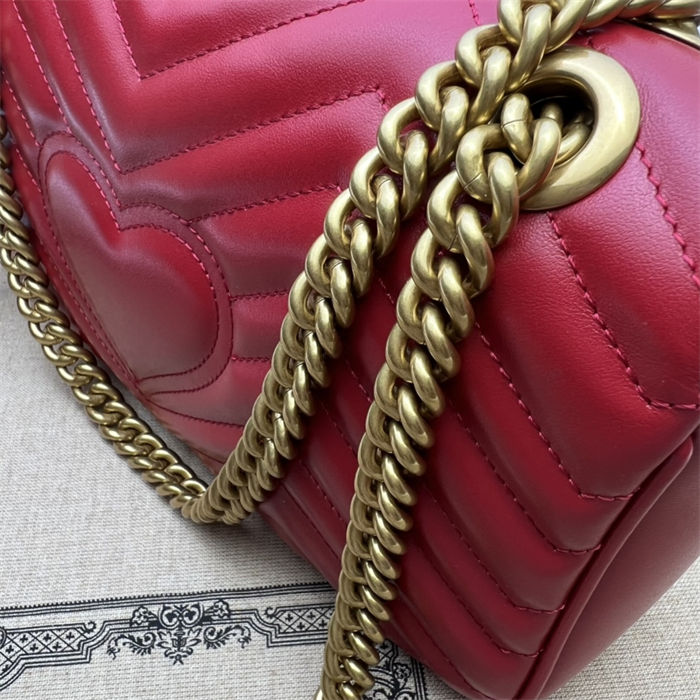GG Marmont small matelassé shoulder bag 443497 red High