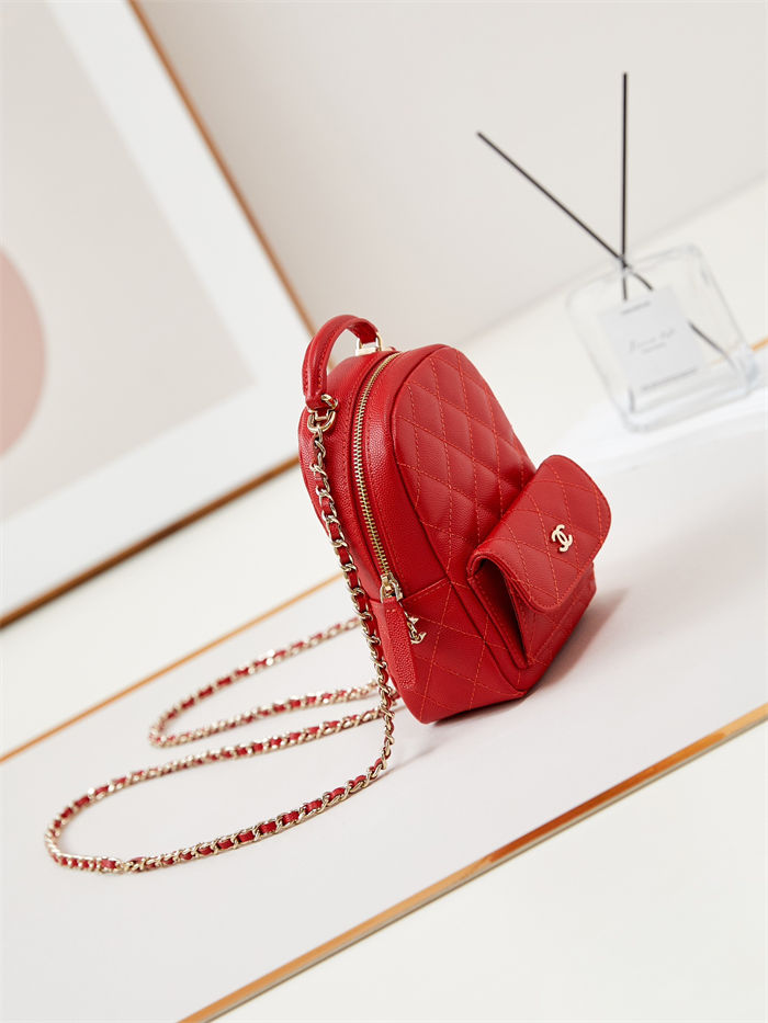 Chanel Mini Backpack Grained Calfskin Gold-Tone Metal AP3753 Red A
