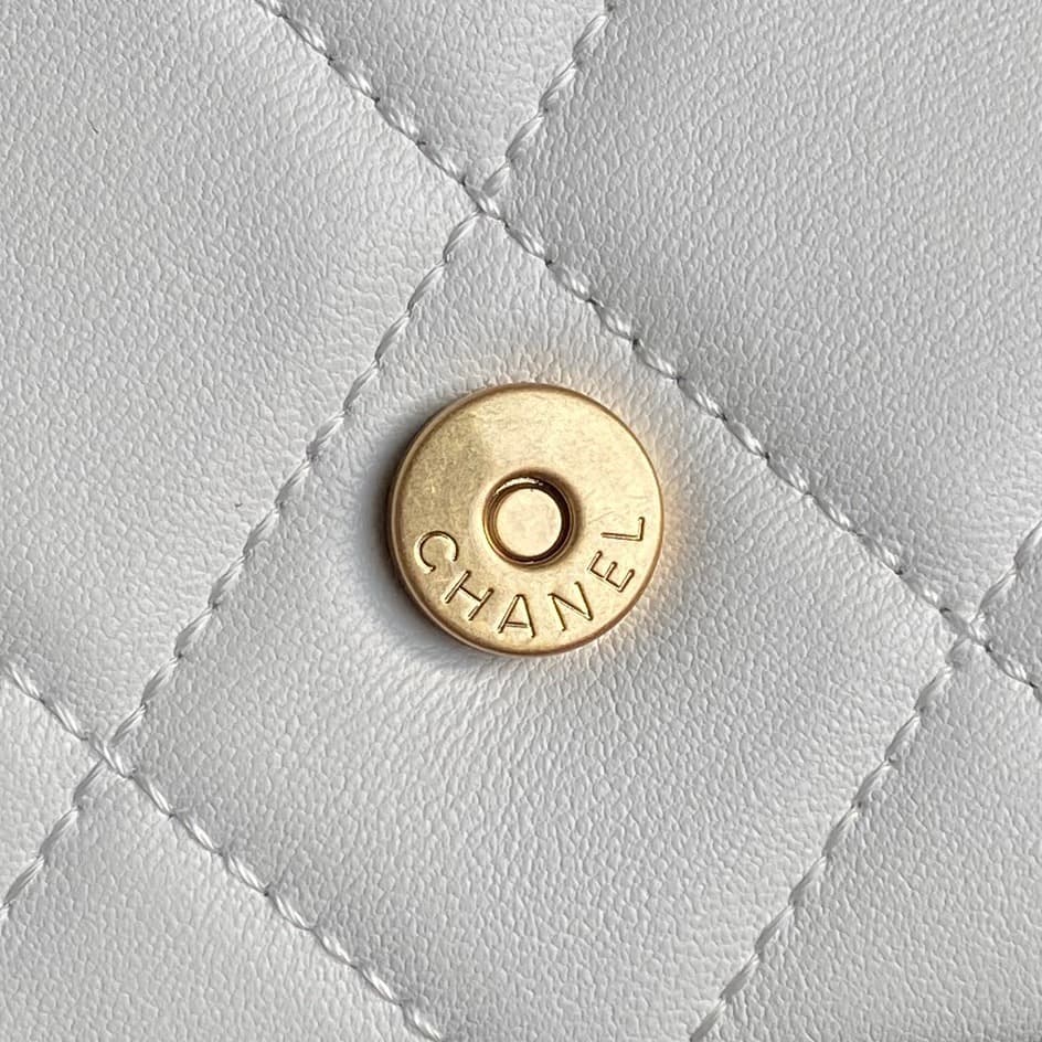Chanel Trendy Pockets Hobo Bag Lambskin & Gold Metal White AS5302 A