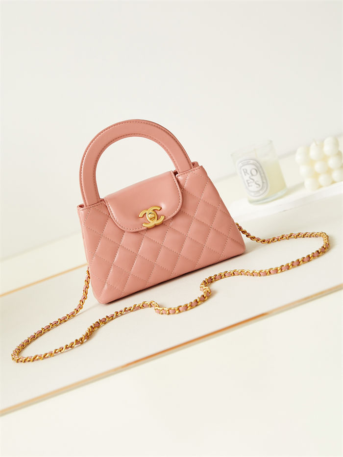 Chanel MINI SHOPPING BAG AS4416 Shiny Aged Calfskin & Gold-Tone Metal Pink A