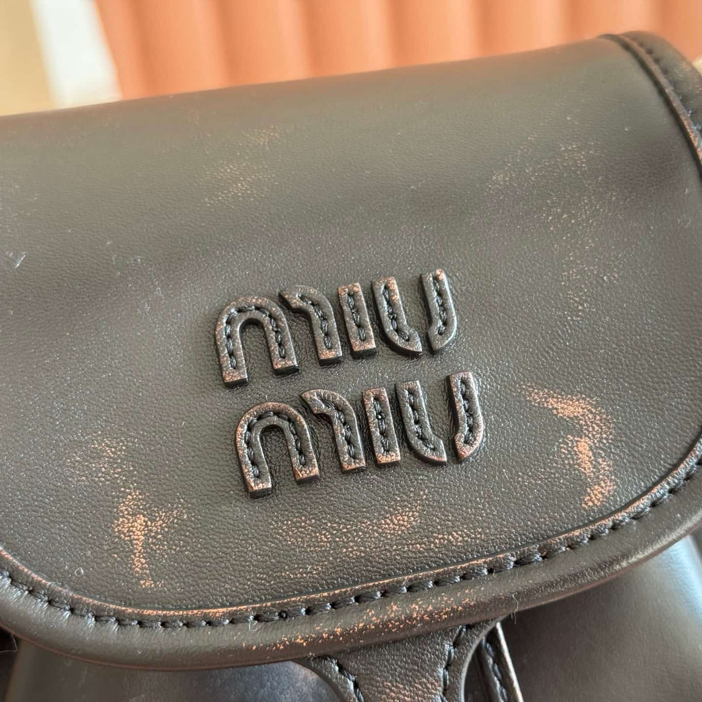 Miu Miu Leather backpack Coffee Calfskin 5BZ043  TOP