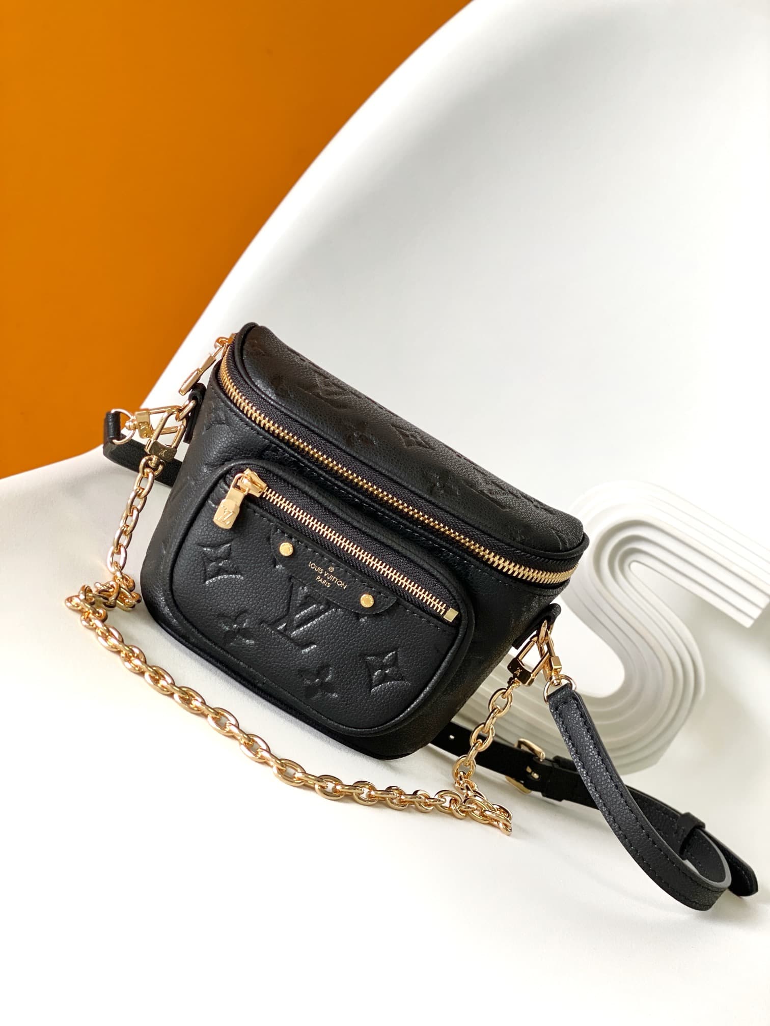 Louis Vuitton Mini Bumbag Black Monogram Empreinte Leather M46917 High