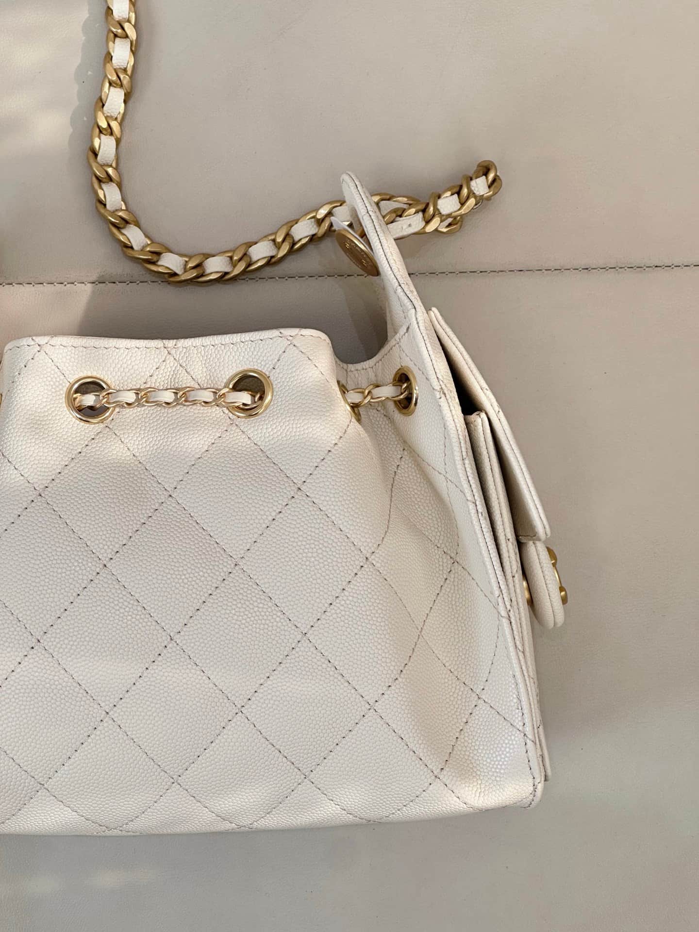 CHANEL 25 Mini Handbag AS5631 Grained Calfskin & Gold-tone Metal Cream TOP