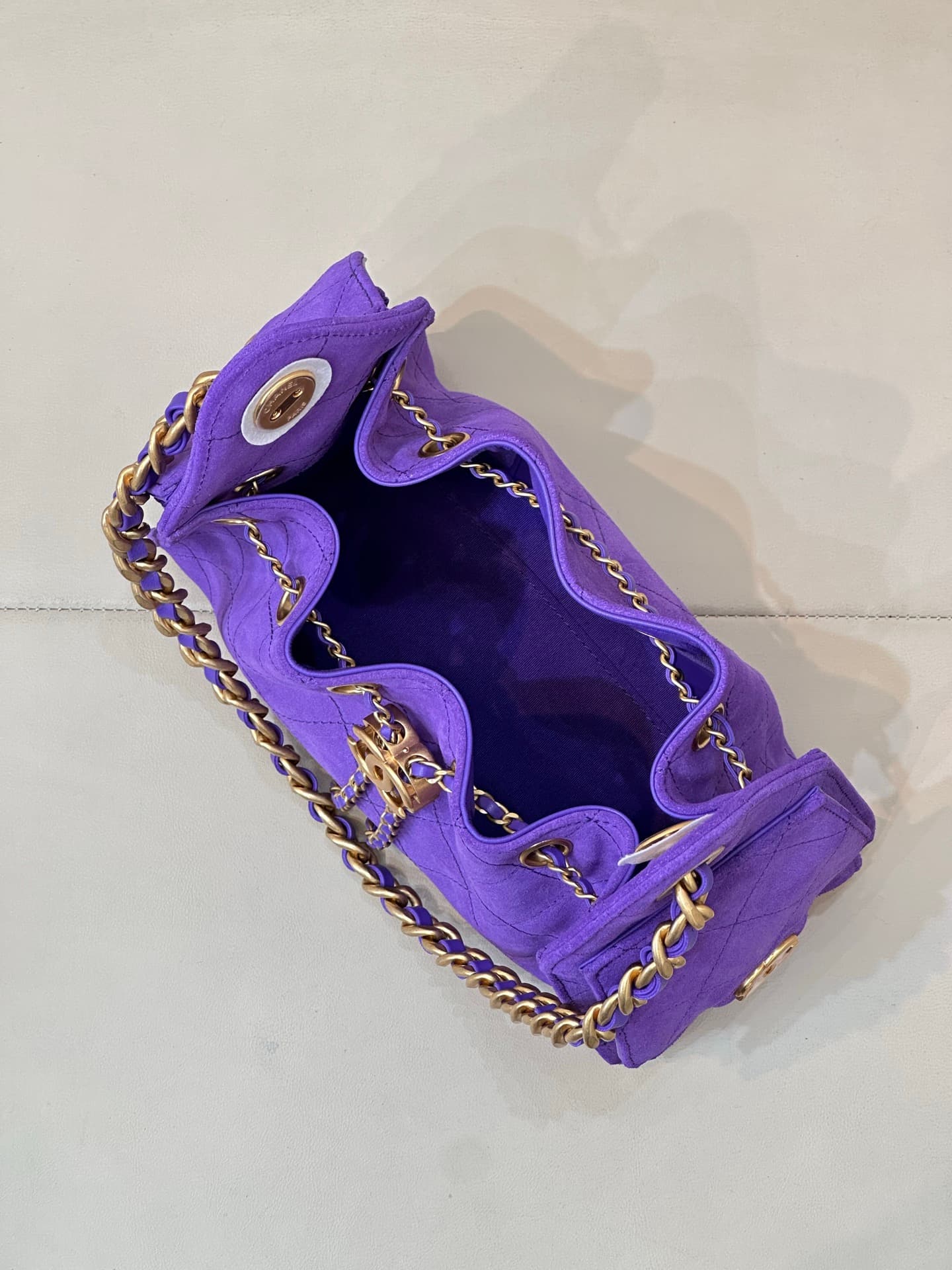 CHANEL 25 Mini Handbag AS5631 Suede &Gold-tone Metal Purple TOP