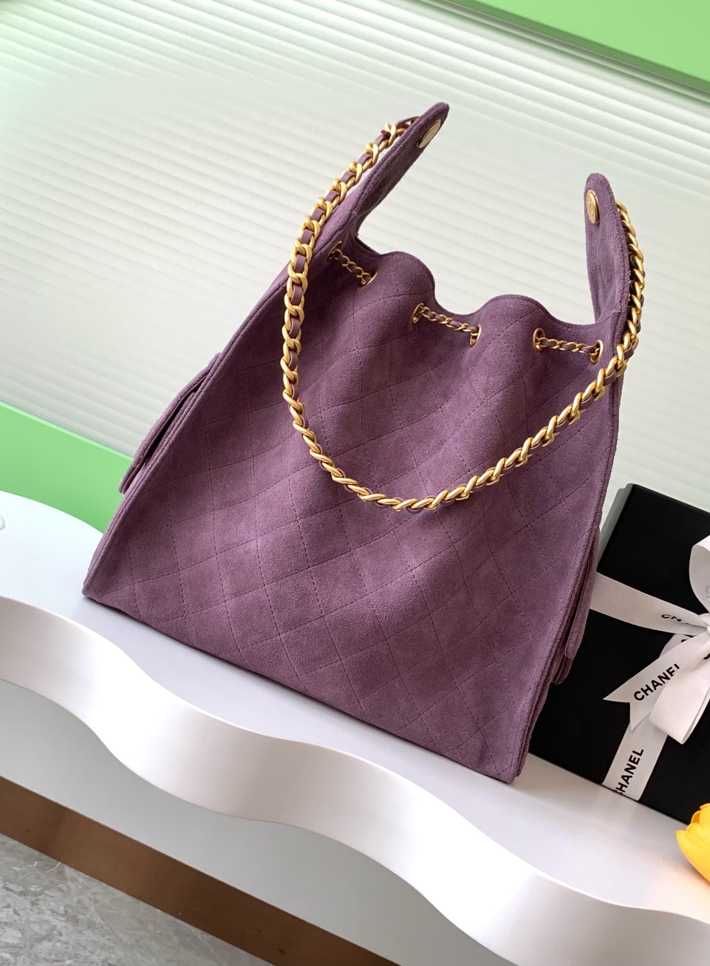 Chanel 25 Medium Hobo Medium handbag AS5311 Suede & Gold-tone Metal Purple High