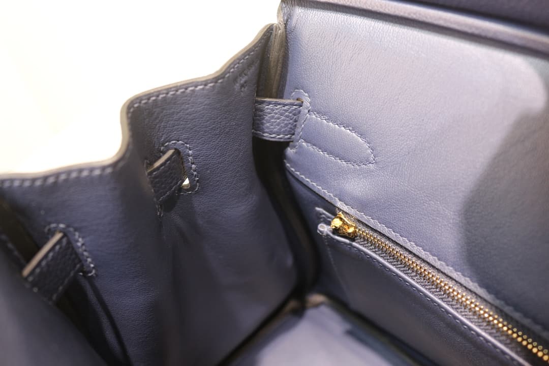 Hermes Birkin 25/30/35cm Bag Togo Leather In Blue Saphir WAX High