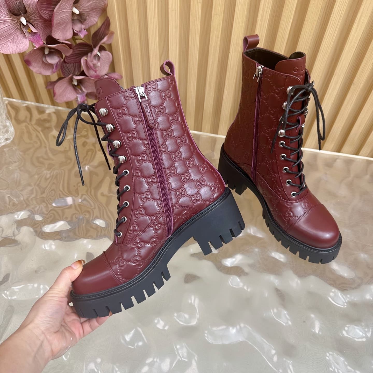 Gucci Women's lace-up ankle boot with GG