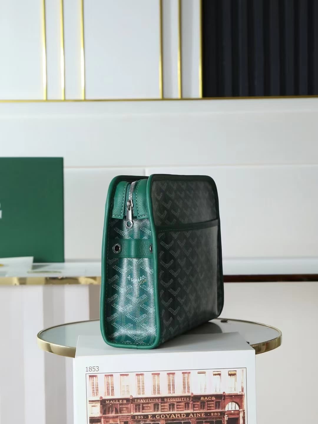 Goyard Jouvence Small Toiletry Bag in Green Goyardine Canvas High