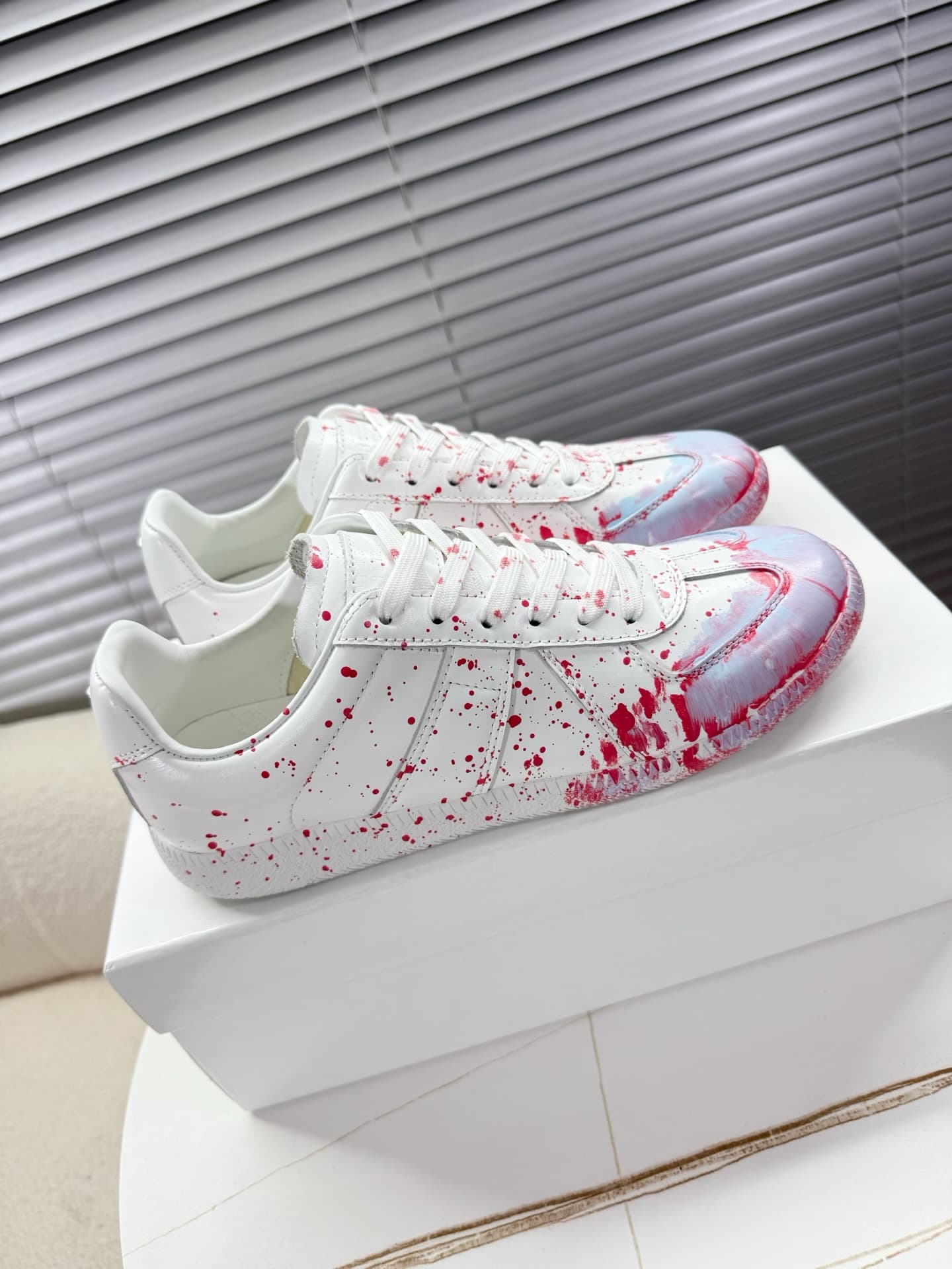 Maison Margiela Patent Leather Printed Sneaker shoes Men Women