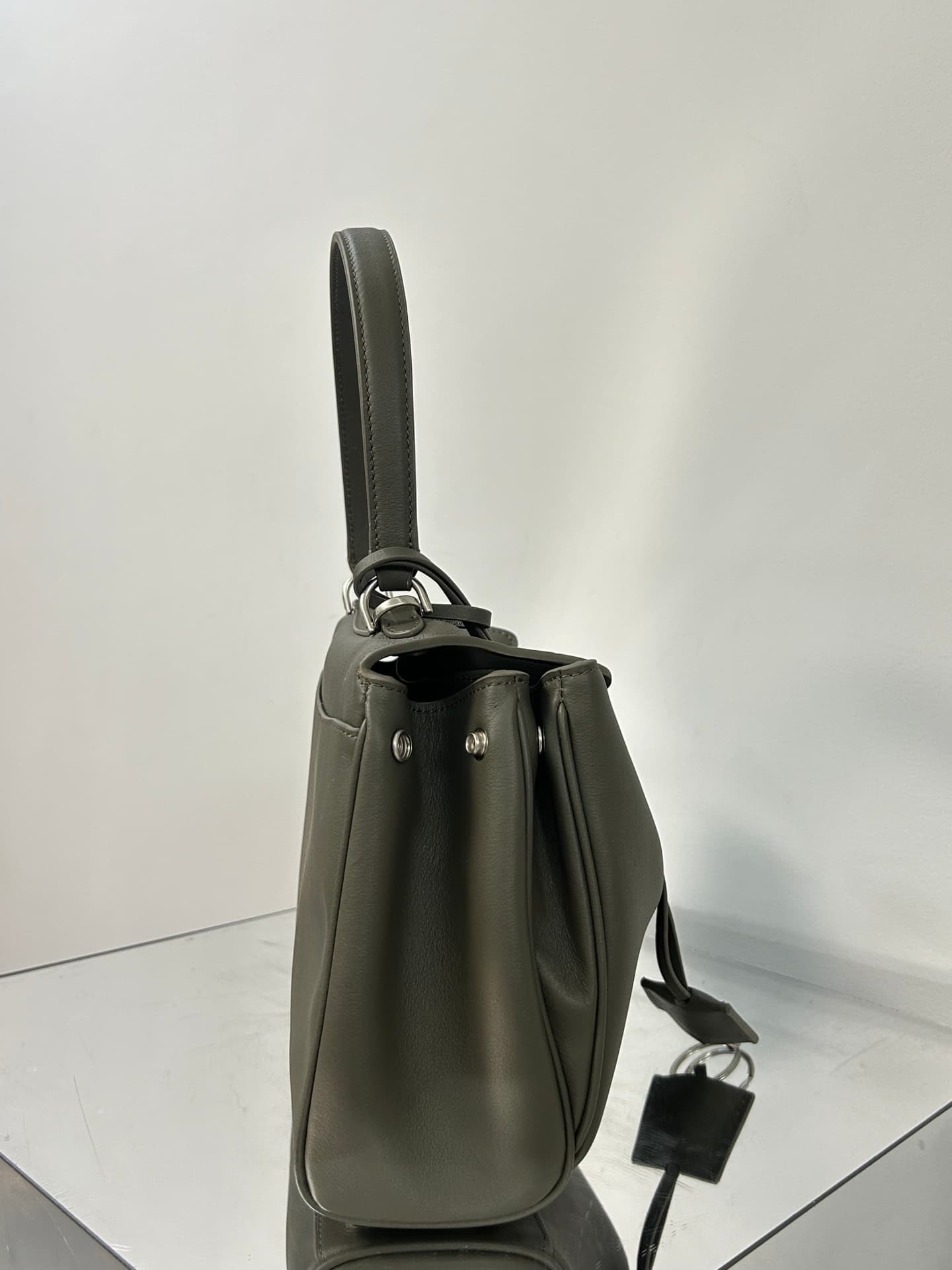 Balenciaga Rodeo Small Bag in Khaki Leather With Silver-Tone Metal TOP
