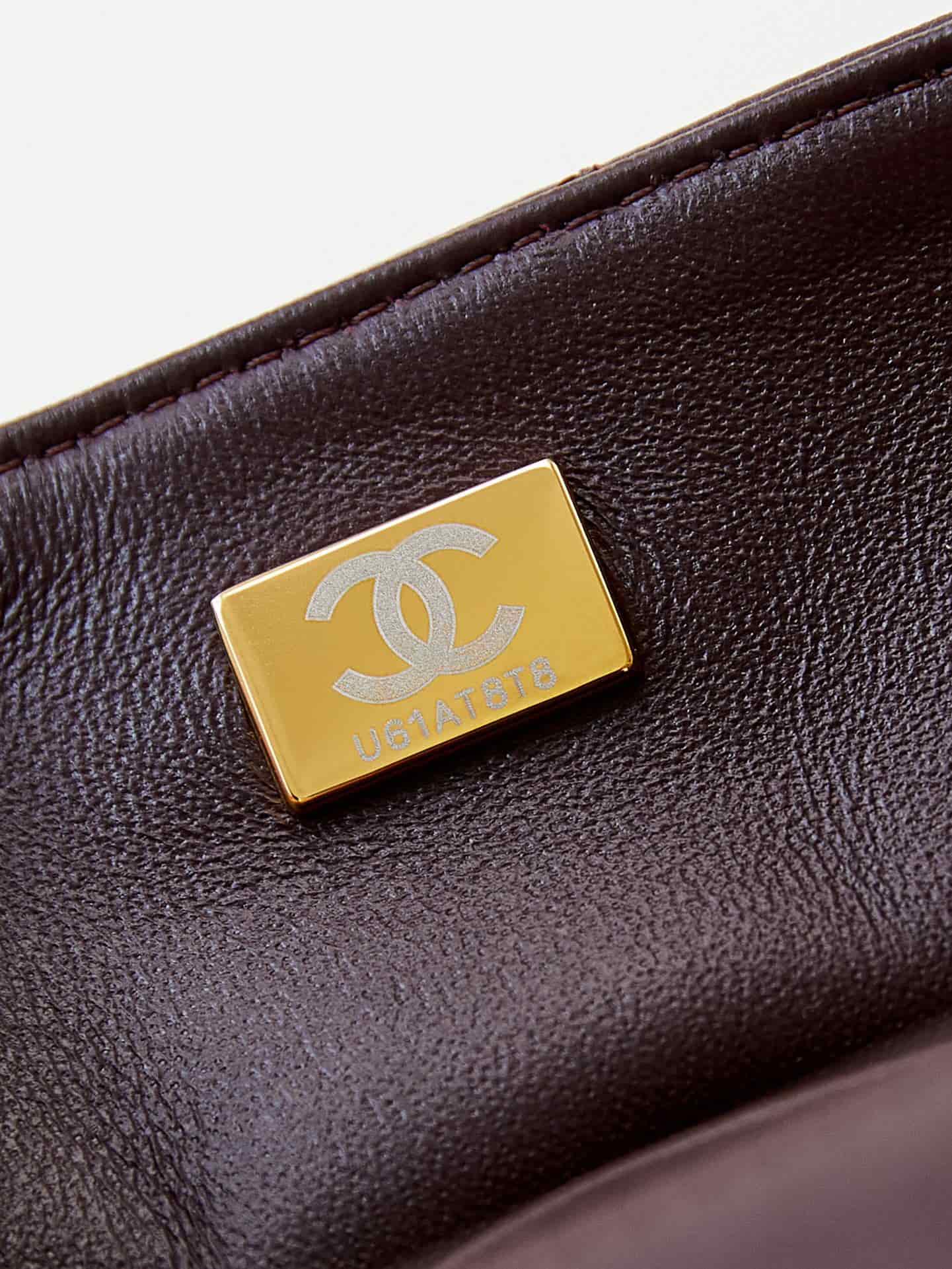 Chanel Mini Flap Bag with Top Handle Lambskin& Gold-Tone Metal Dark Burgundy AS4924 A