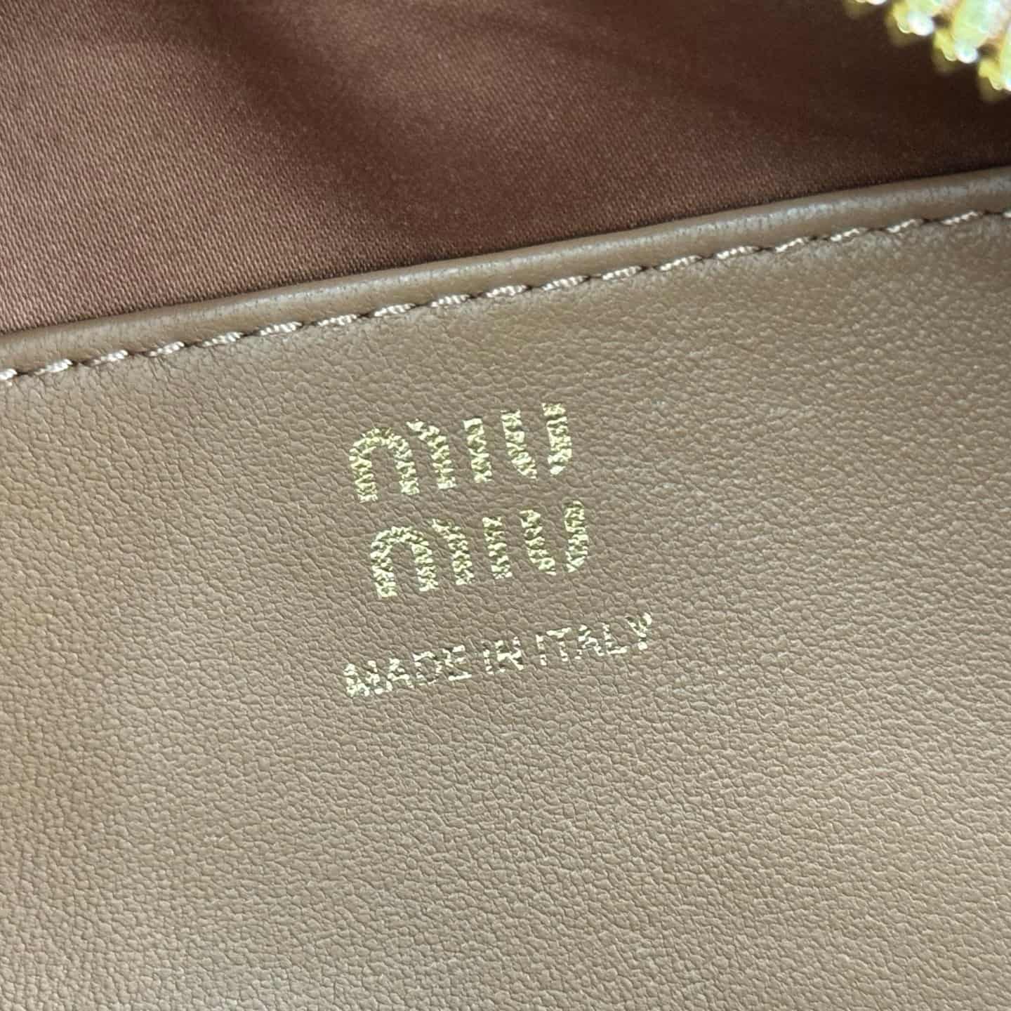 Miu Miu Arcadie Matelassé nappa leather bag Caramel 5BB191 TOP