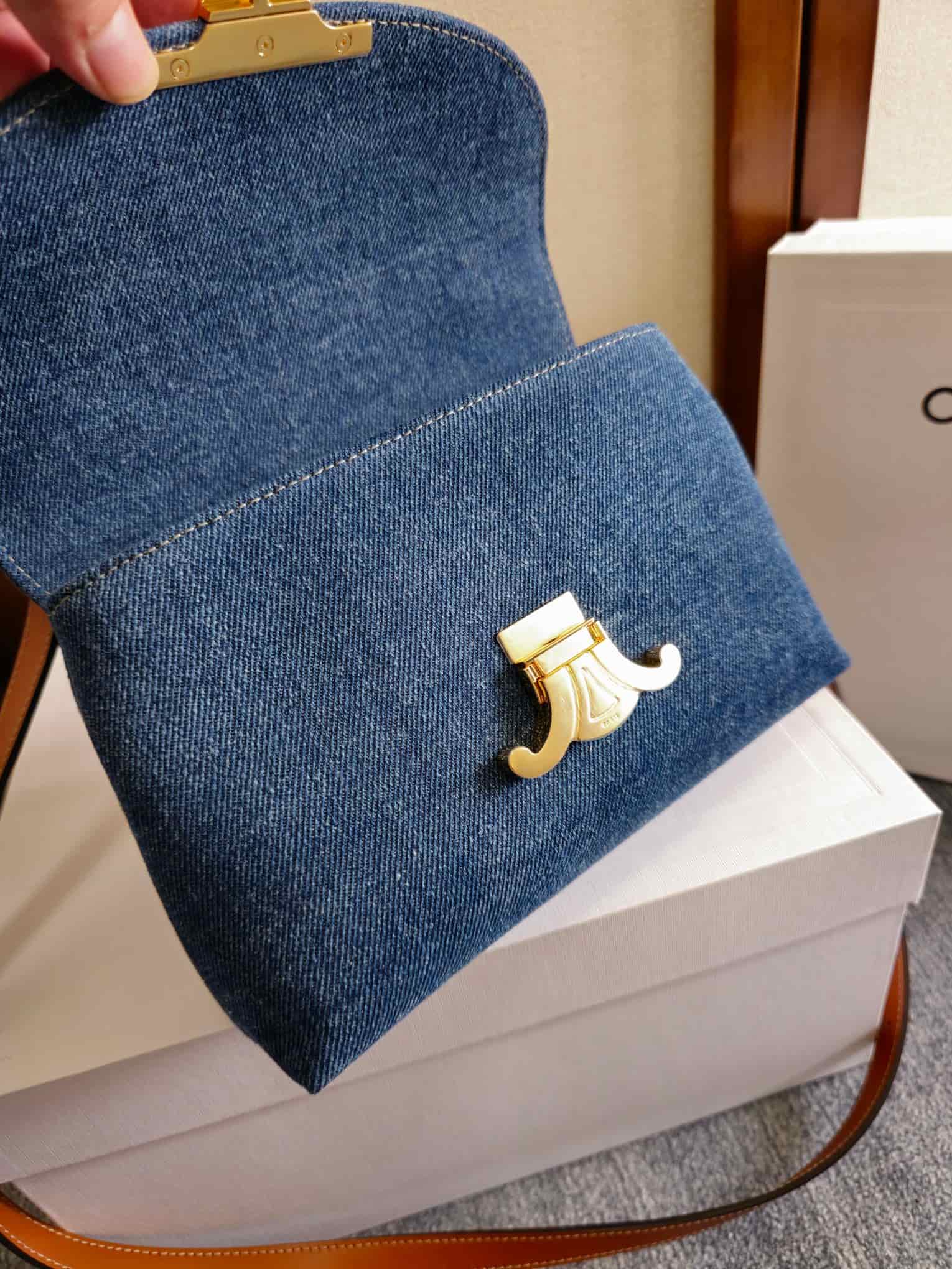 Celine Mini Teen Nino bag in Blue Denim High