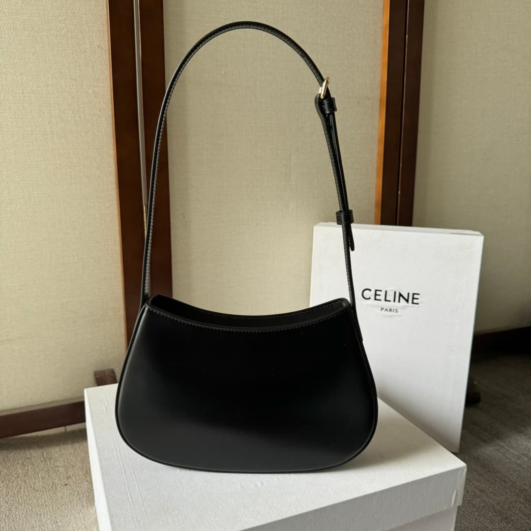 Celine Tilly Bag in Black Shiny Calfskin High