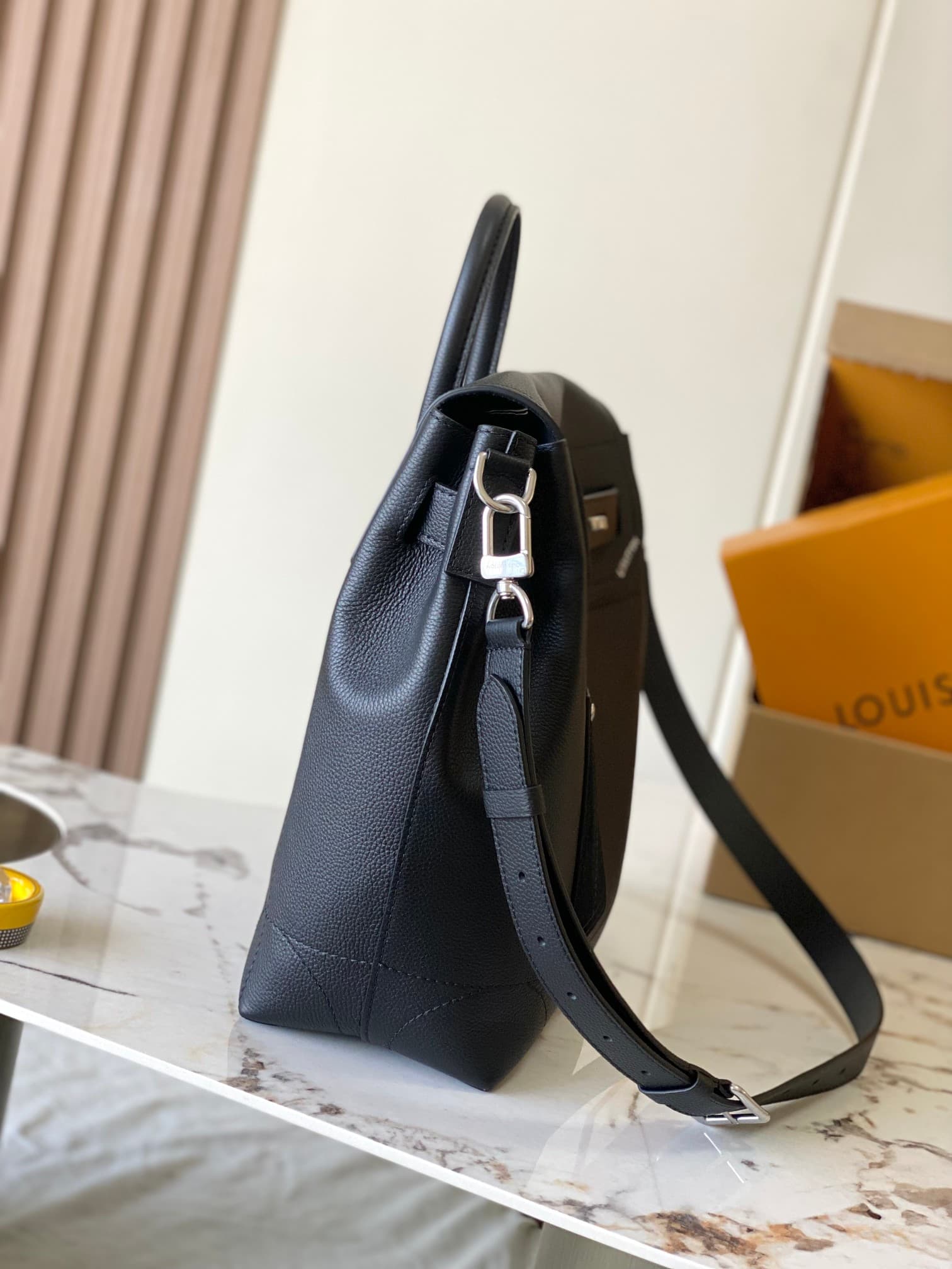 Louis Vuitton Steamer 30 Black LV Touch calfskin leather M27061 TOP
