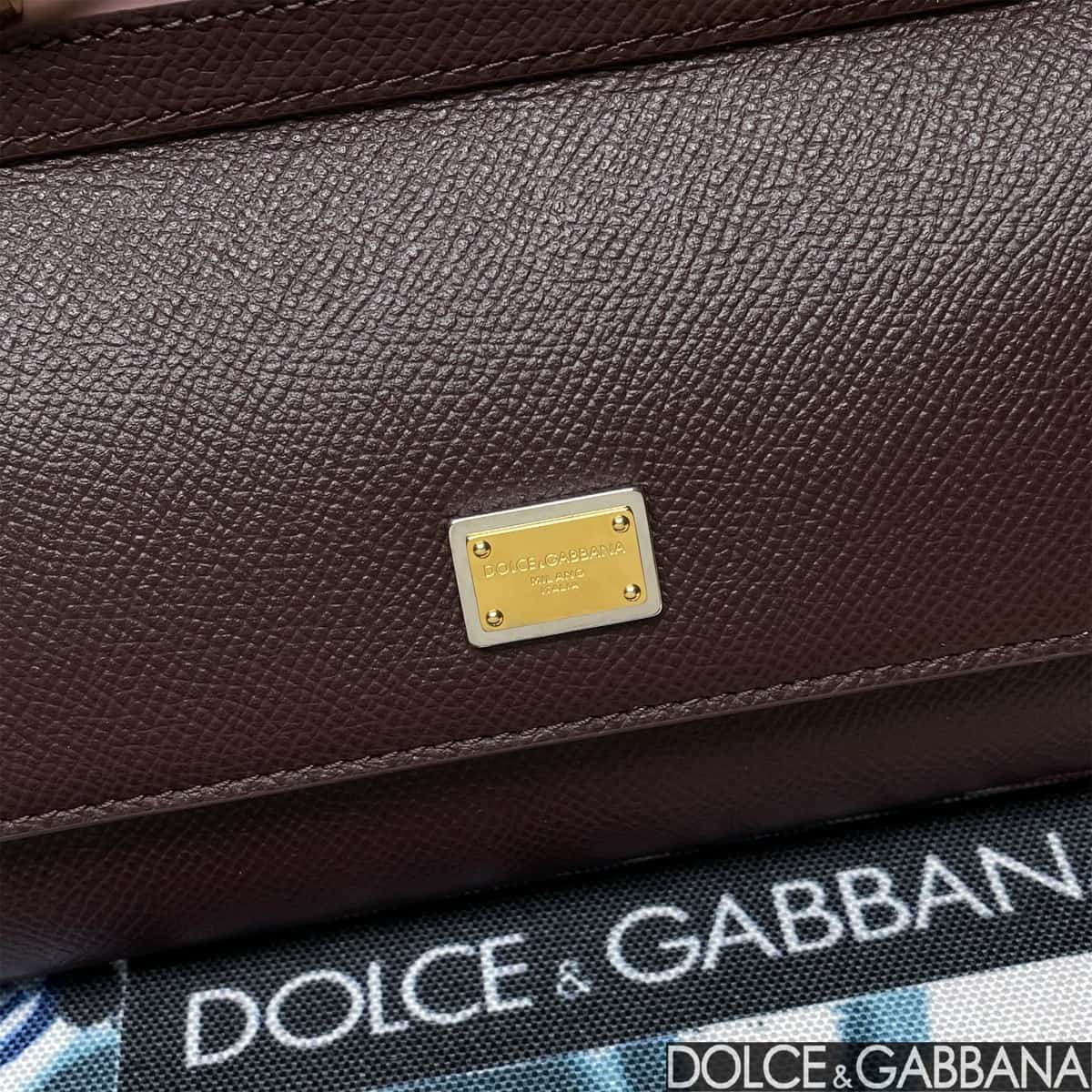 Dolce & Gabbana Miss Sicily top handle bag calfskin leather Chocolate high