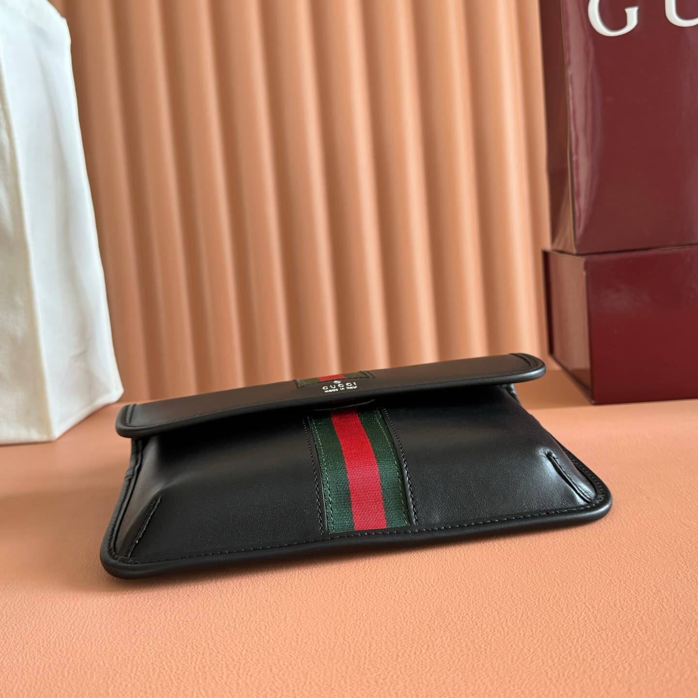 Gucci Web Trademark small belt bag Black soft leather 867032 High