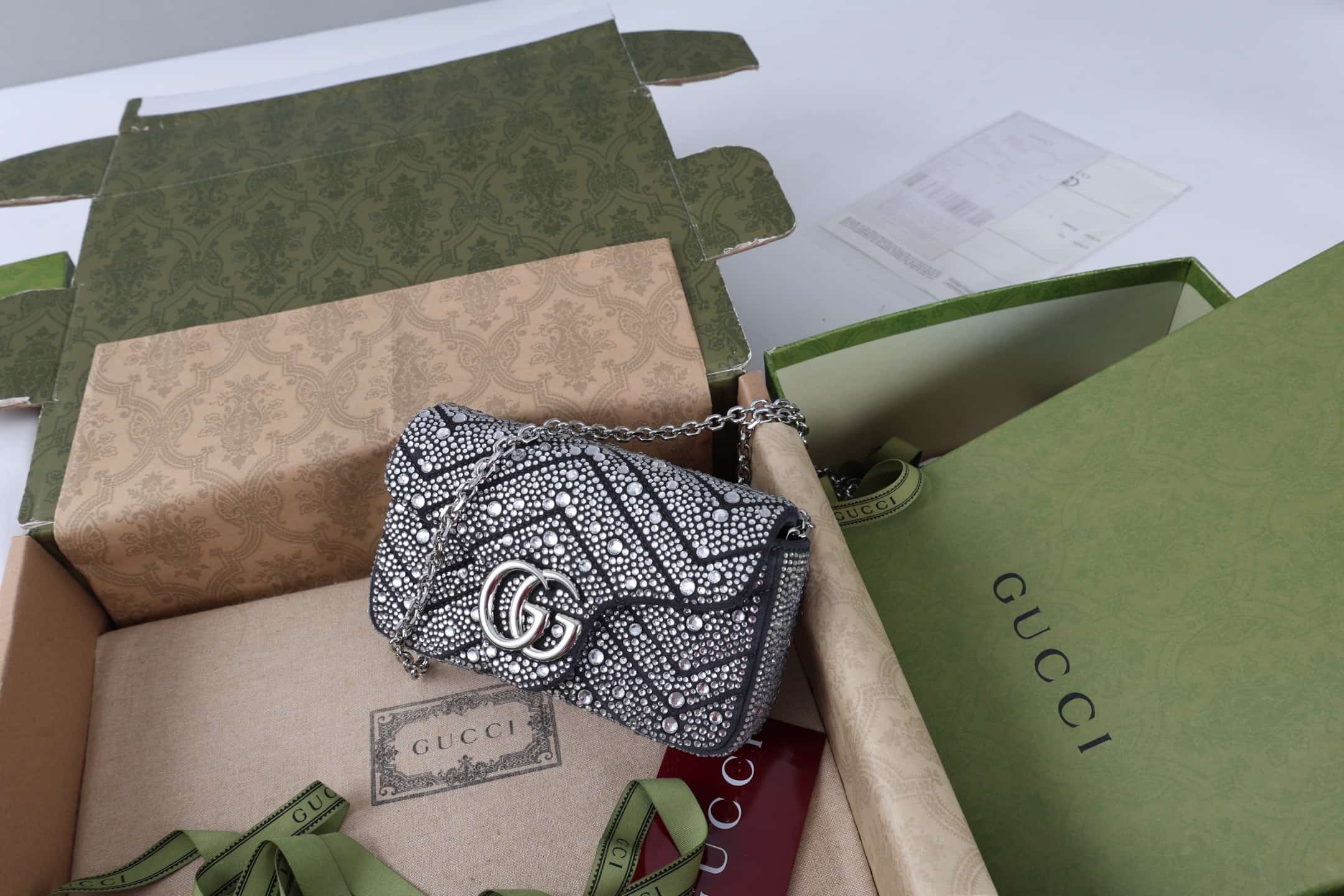 Gucci GG Marmont Mini shoulder bag in crystals 841290 High