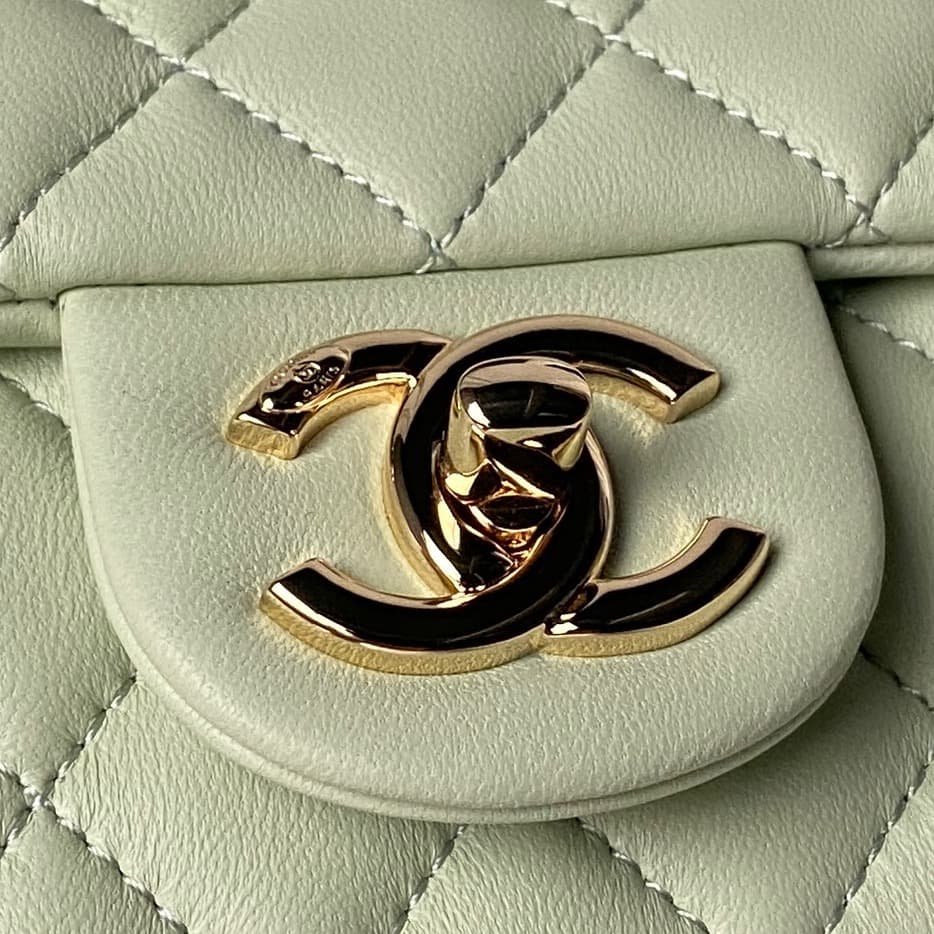 Chanel Classic Flap Bag Lambskin & Gold-Tone Metal AS5759 Light Green A