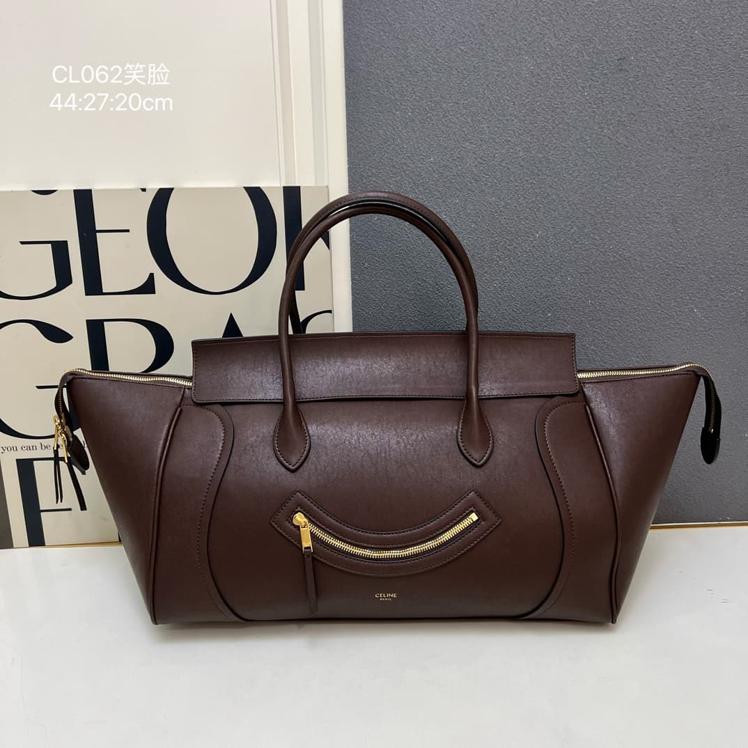 Celine BIG SMILE LUGGAGE IN Natural Supple Calfskin DEEP BROWN High