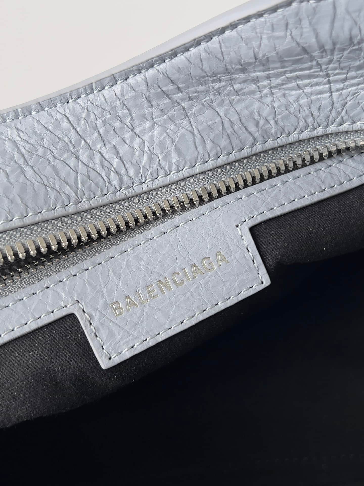 Balenciaga Small Neo Cagole City bag in grey blue lambskin leather High