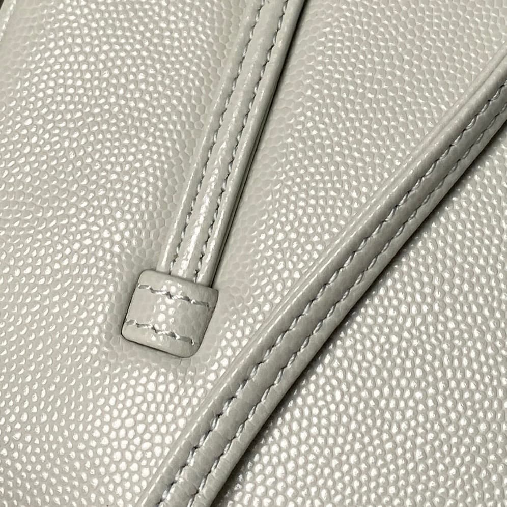 Chanel Small Flap Bag Grained Shiny Calfskin & Gold-Tone Metal AS6130 Gray-green High