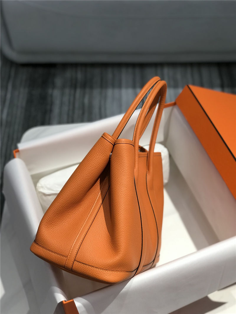 Hermes Garden Party 30/36 Bag Calfskin In Orange High