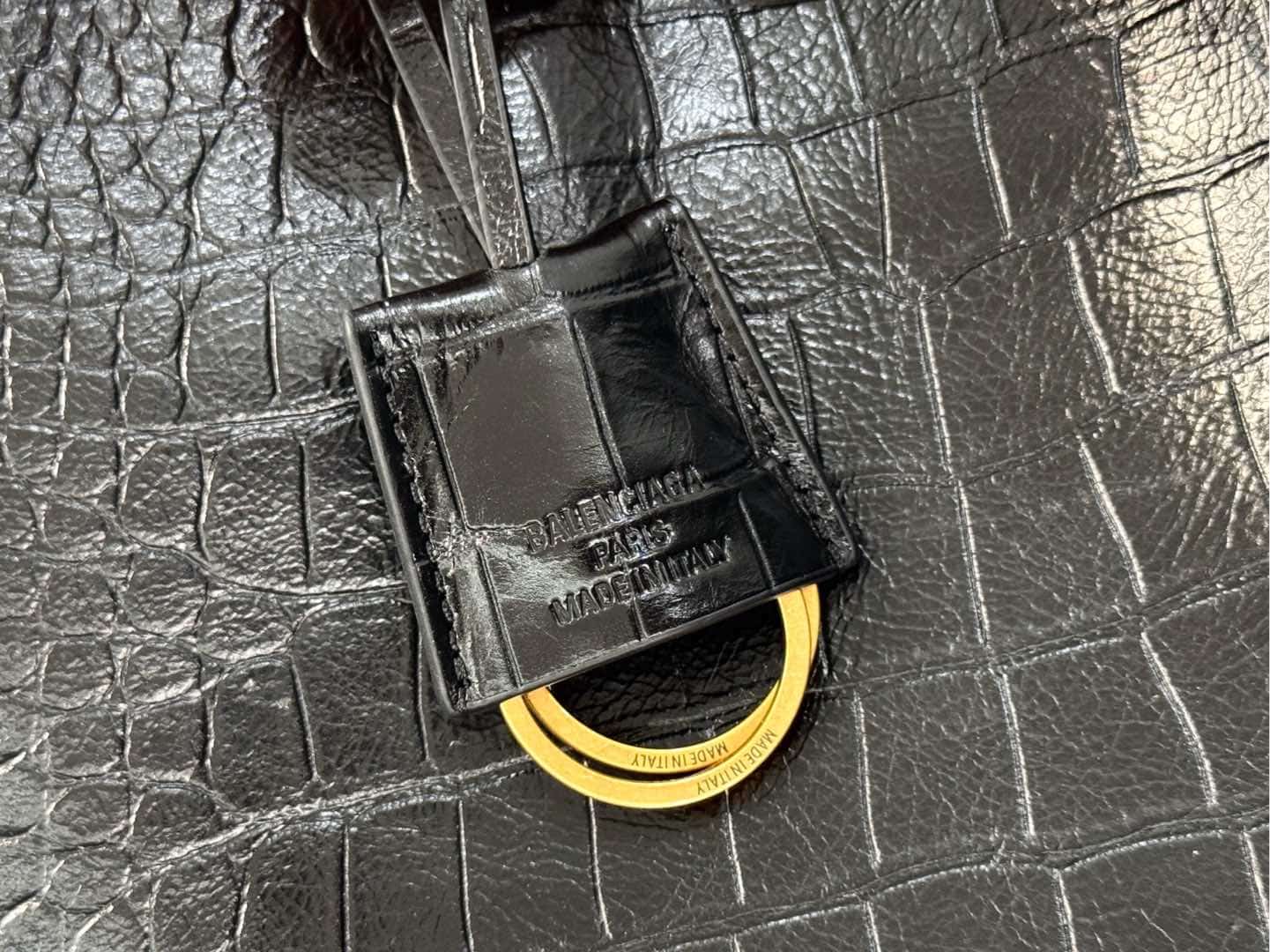 Balenciaga Rodeo Large Bag in Black Crocodile Embossed Calfskin With Gold-Tone Metal TOP