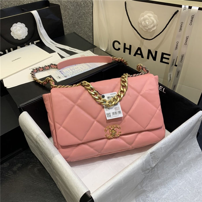 Maxi Chanel 19 Flap Bag Lambskin Pink High