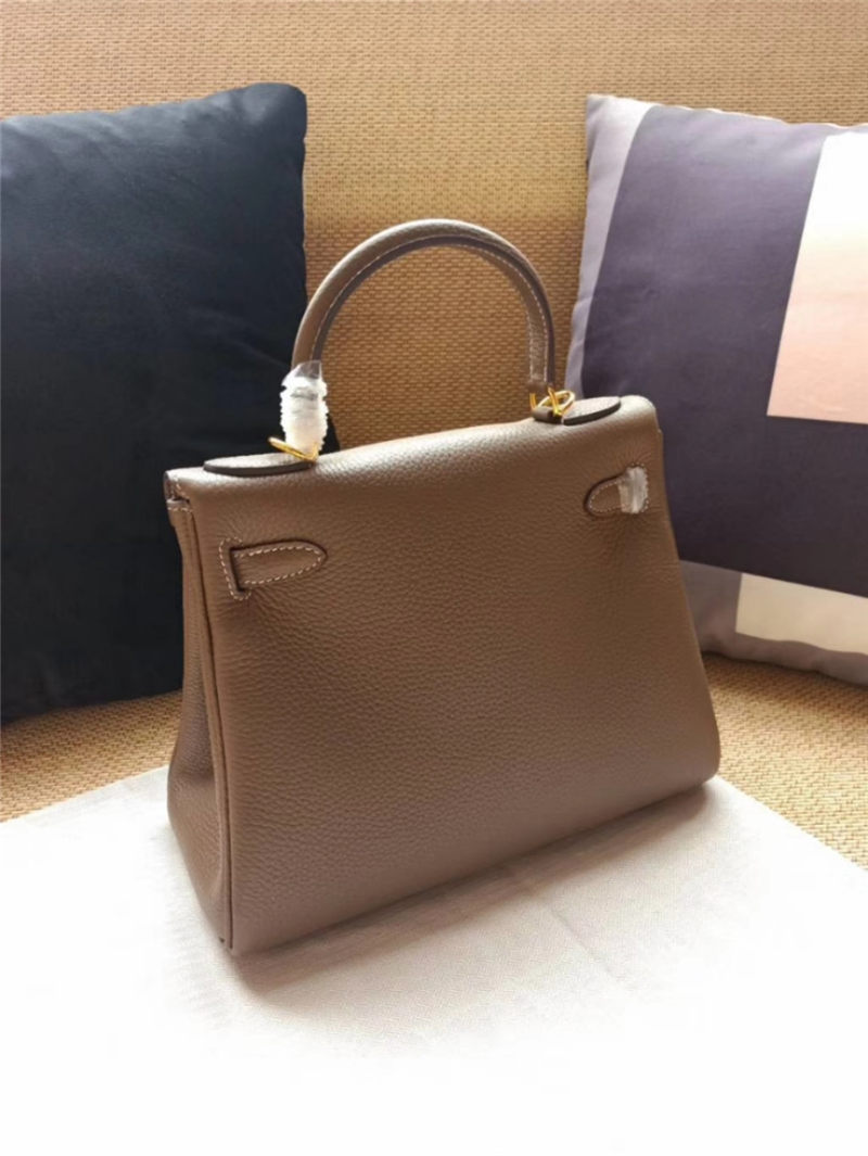 Hermes Kelly 25/28 Retourne Bag Calfskin In Etoupe High