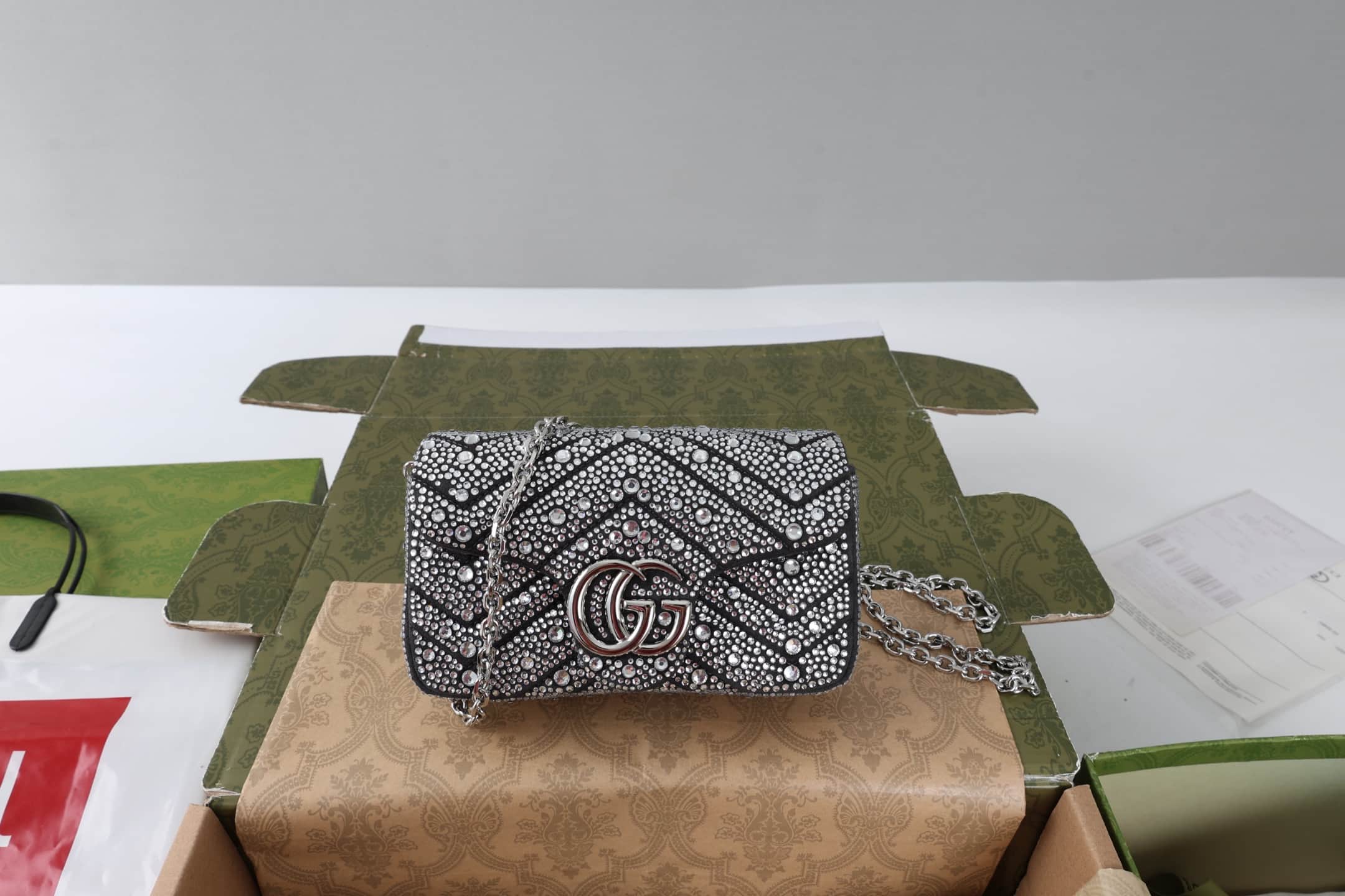 Gucci GG Marmont Mini shoulder bag in crystals 841290 High