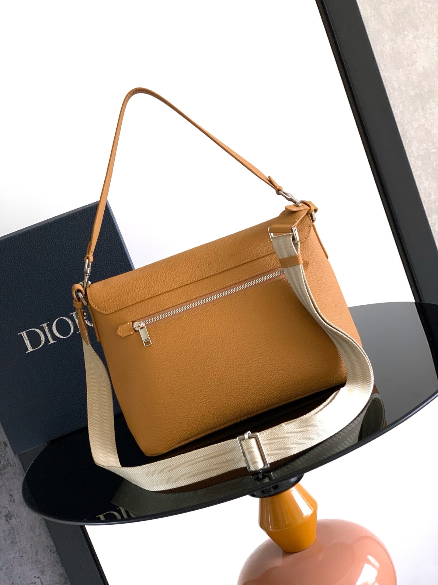 Dior Privé Messenger Bag with Flap Yellow Dior Icons Calfskin