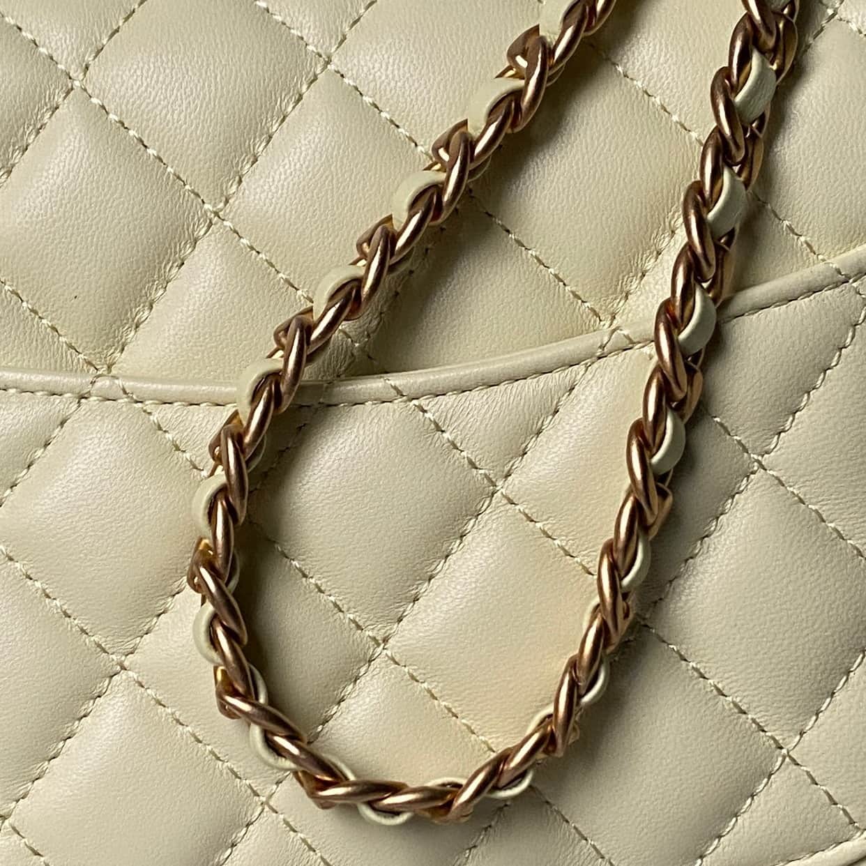 Chanel Small Flap Bag with Top Handle Lambskin& Gold-tone Metal Light Yellow AS5814 A
