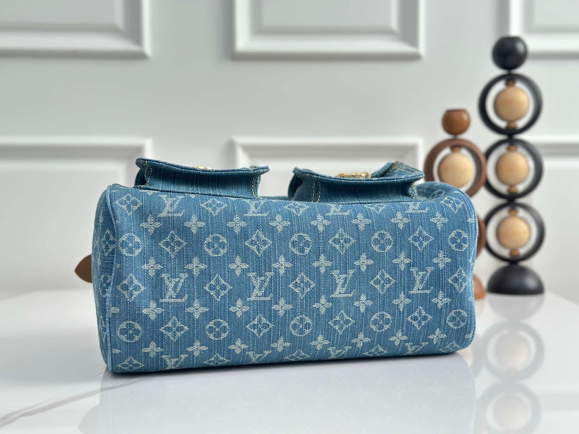 Louis Vuitton Neo Speedy Handbag in Blue Denim M95215 High