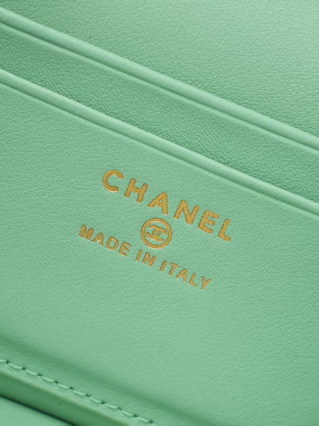 Chanel Small Vanity with chain crocodile-embossed calfskin& Gold-Tone Metal Green AS5346 A