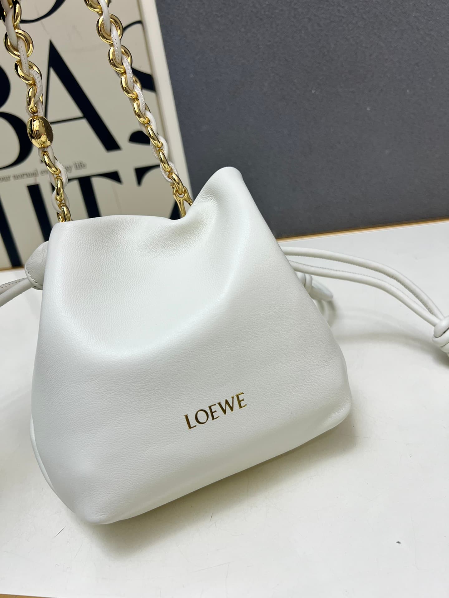 Loewe Mini Flamenco purse in white lambskin DG3307 High